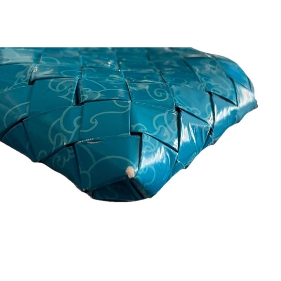 Nahui Ollin Candy Wrapper Hand Bag Teal Hand Made Woven Zipper Upcycle Recycle - Picture 8 of 8